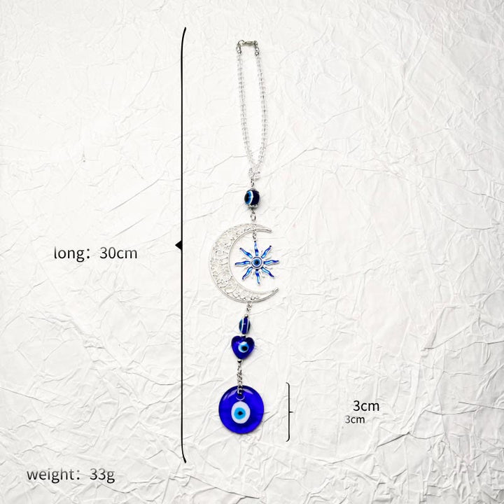 Portachiavi con malocchio a tema celeste Olivenorma con luna, sole e cuore - image 7