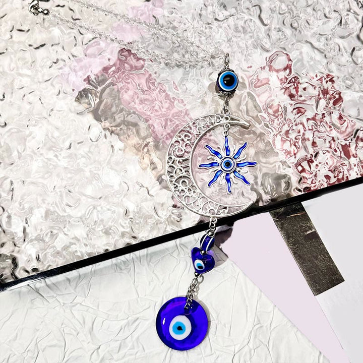 Portachiavi con malocchio a tema celeste Olivenorma con luna, sole e cuore - image 2