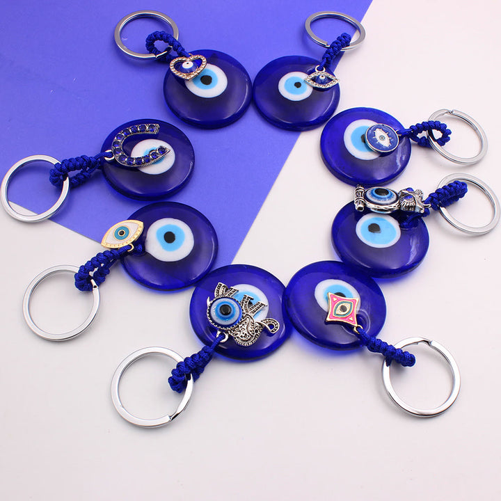 Portachiavi Olivenorma Blue Evil Eye con diversi ciondoli decorativi - Occhi azzurri - image 0