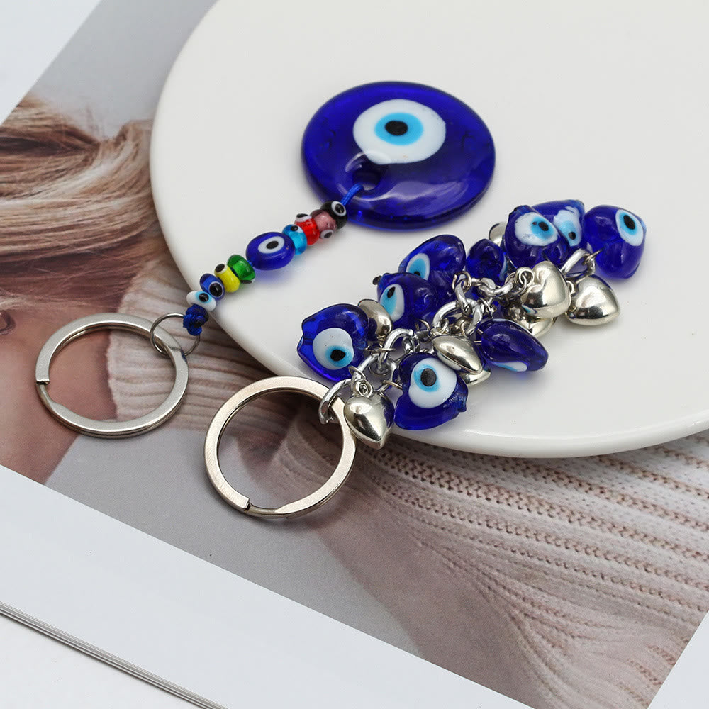 Portachiavi Olivenorma con cuore blu vibrante e occhio malvagio con più ciondoli - image 14