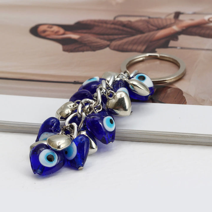 Portachiavi Olivenorma con cuore blu vibrante e occhio malvagio con più ciondoli - image 10