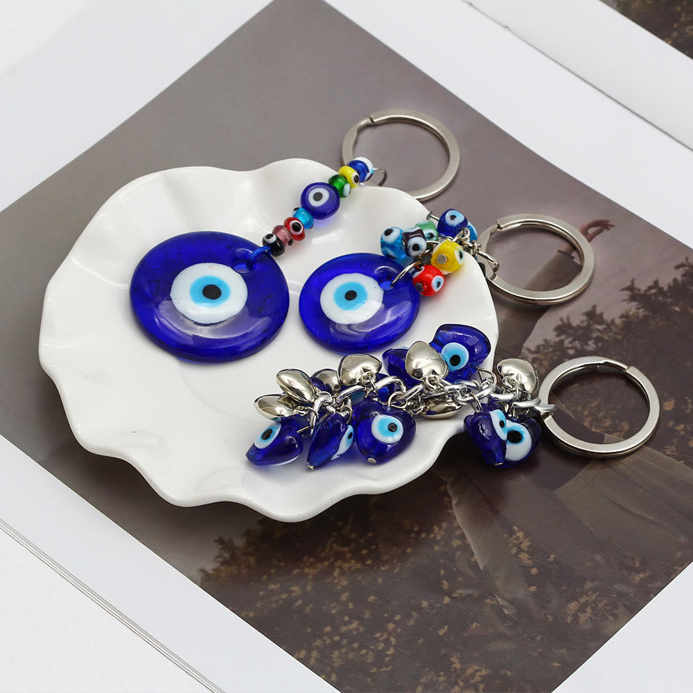 Portachiavi Olivenorma con cuore blu vibrante e occhio malvagio con più ciondoli - image 15