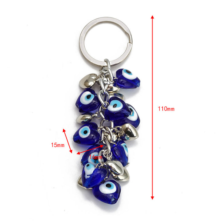 Portachiavi Olivenorma con cuore blu vibrante e occhio malvagio con più ciondoli - image 12