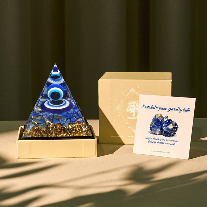 Olivenorma Visione di Serenità Lapislazzuli Malocchio Orgone Piramide - 6 cm*6 cm (con carta) - image 0