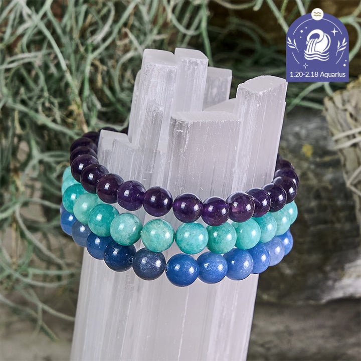 Olivenorma Acquario - 20 gennaio - 18 febbraio - Set di braccialetti di cristallo con astrologia zodiacale - Set di bracciali Acquario - 10 millimetri - image 0