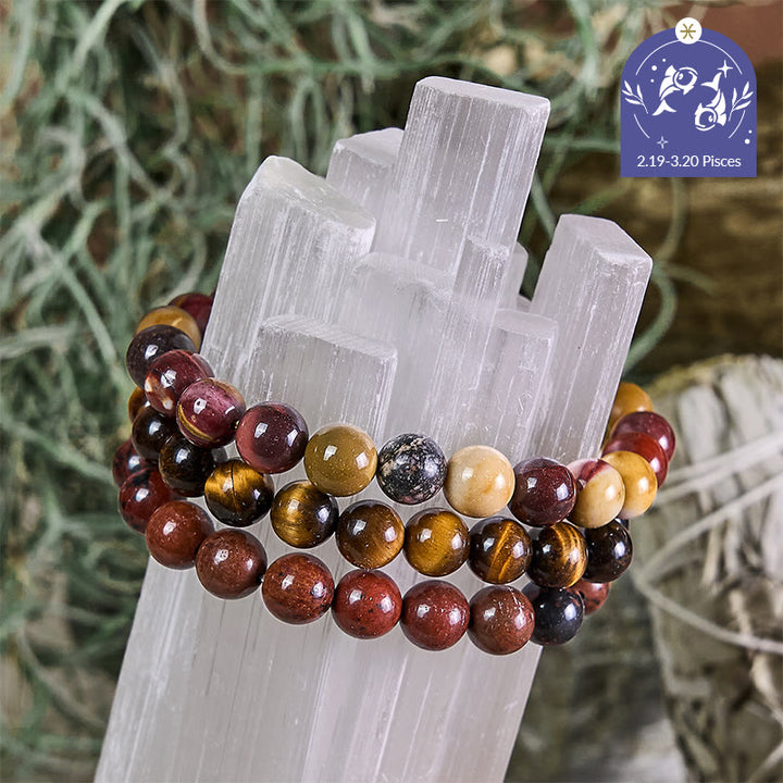 Olivenorma Pesci - 19 febbraio - 20 marzo - Set di braccialetti di cristallo con astrologia zodiacale - Set di braccialetti Pesci - 10 millimetri - image 0