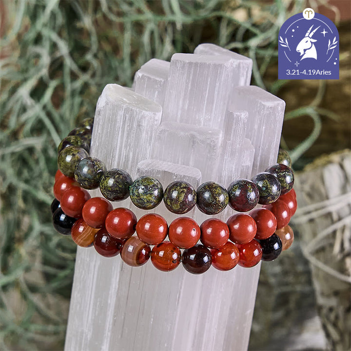 Olivenorma Ariete - 21 marzo - 19 aprile - Set di braccialetti di cristallo con astrologia zodiacale - Set di bracciali Ariete - 10 millimetri - image 0