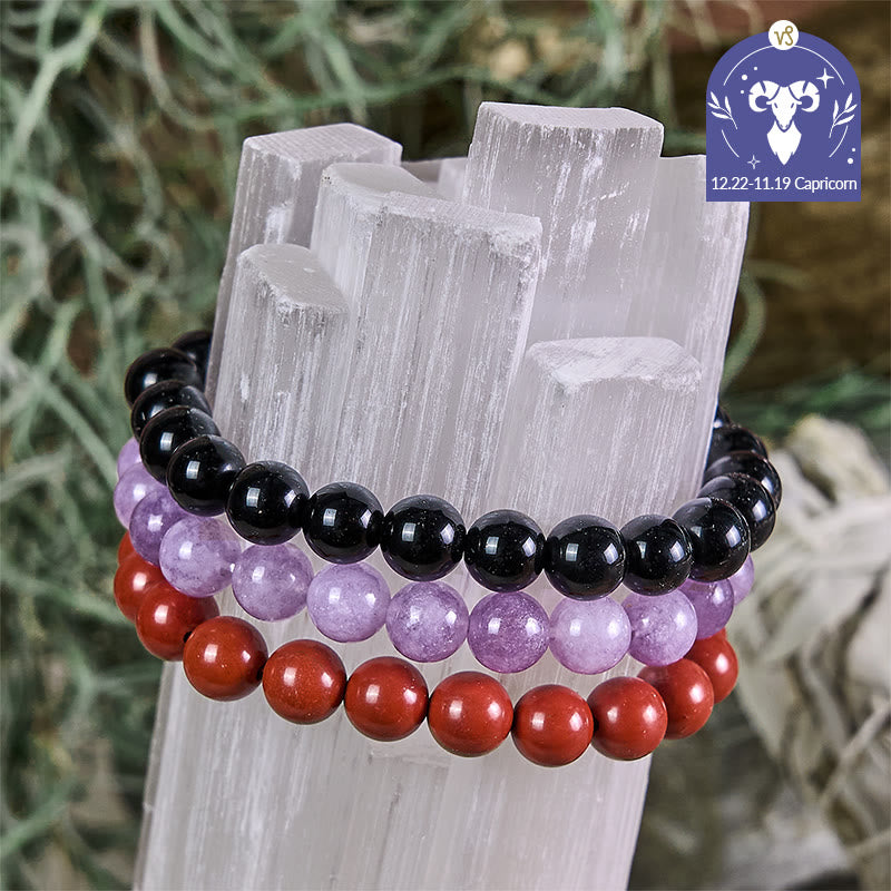 Olivenorma Capricorno - 22 dicembre - 19 gennaio - Set di braccialetti di cristallo con astrologia zodiacale - Set di bracciali Capricorno - 10 millimetri - image 0