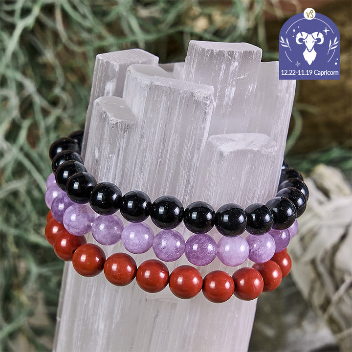 Olivenorma Capricorno - 22 dicembre - 19 gennaio - Set di braccialetti di cristallo con astrologia zodiacale - Set di bracciali Capricorno - 10 millimetri - image 0