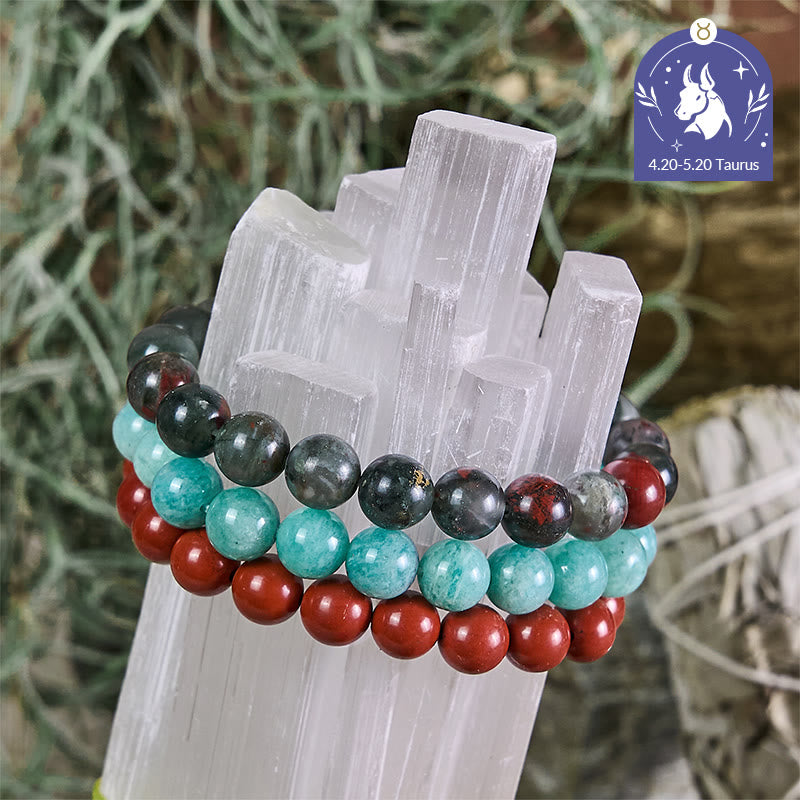 Olivenorma Toro - 20 aprile - 20 maggio - Set di braccialetti di cristallo con astrologia zodiacale - Set di bracciali Toro - 10 millimetri - image 0