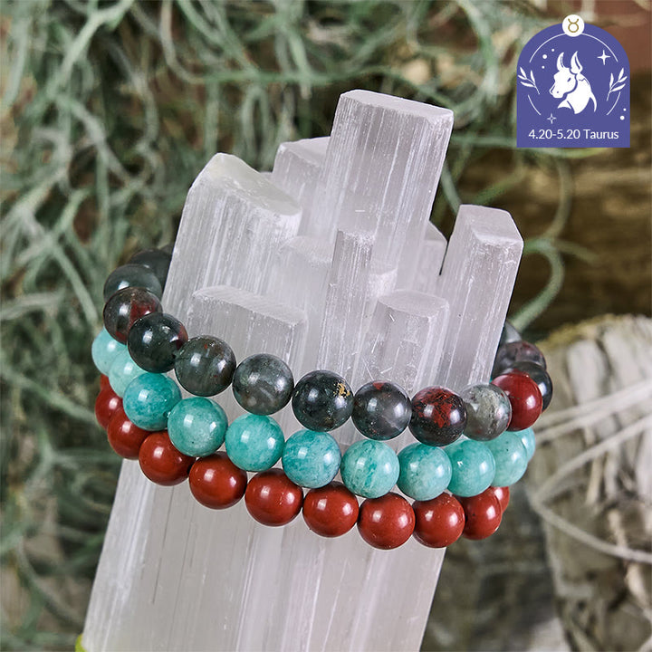 Olivenorma Toro - 20 aprile - 20 maggio - Set di braccialetti di cristallo con astrologia zodiacale - Set di bracciali Toro - 10 millimetri - image 0