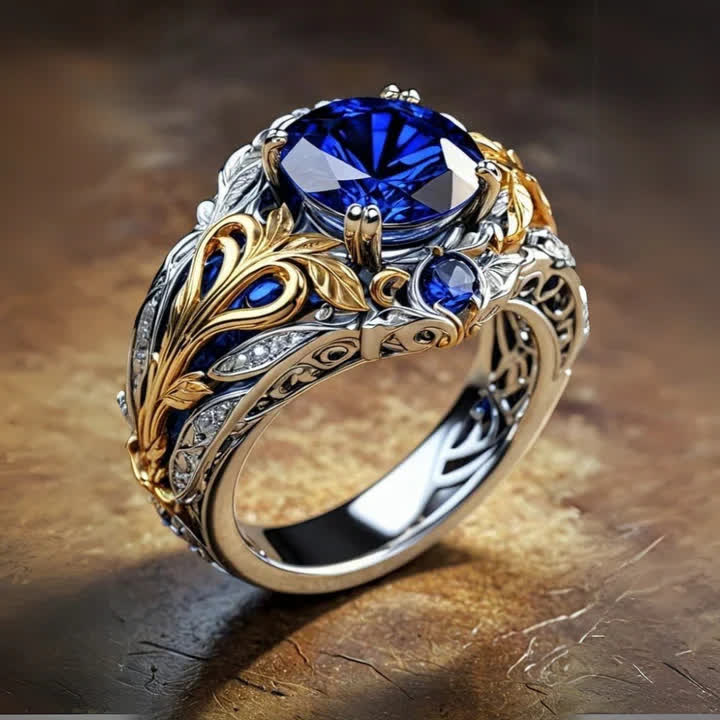 Anello bicolore Olivenorma in oro blu e cristallo di zaffiro - Stati Uniti 11 - image 0