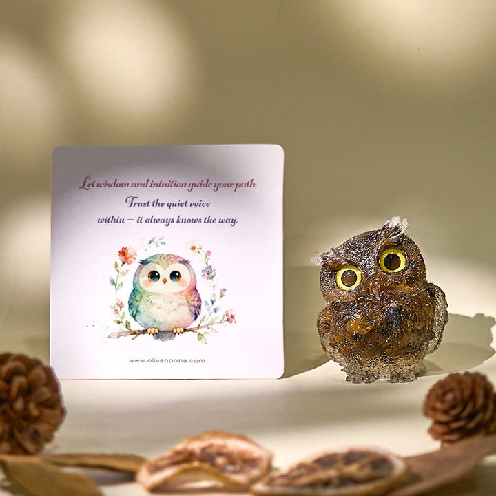 Decorazione in pietra preziosa con statuetta di gufo di cristallo guardiano saggio Olivenorma - image 0