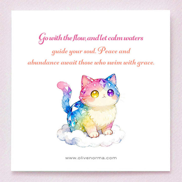 Olivenorma - Statuetta portafortuna in cristallo a forma di gattino, decorazione con pietre preziose - image 1