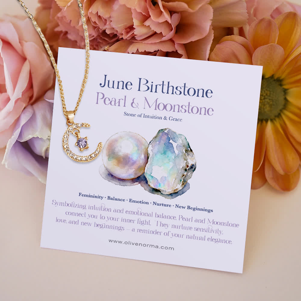Collana regalo creativa con stella e pietra portafortuna del mese Olivenorma - Zircone viola di giugno - Con carta portafortuna - image 8