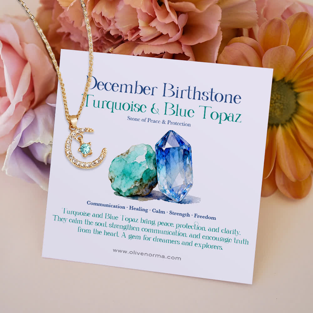 Collana regalo creativa con stella e pietra portafortuna del mese Olivenorma - Dicembre - Zircone azzurro cielo - Con carta portafortuna - image 14