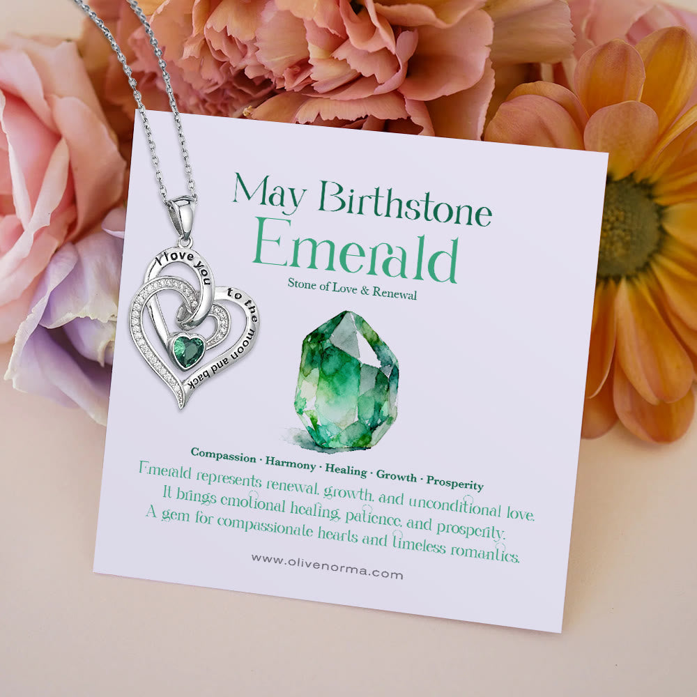 Collana con carta regalo Olivenorma Hearts and Hearts Birthstone - Argento - Maggio - Con carta portafortuna - image 11