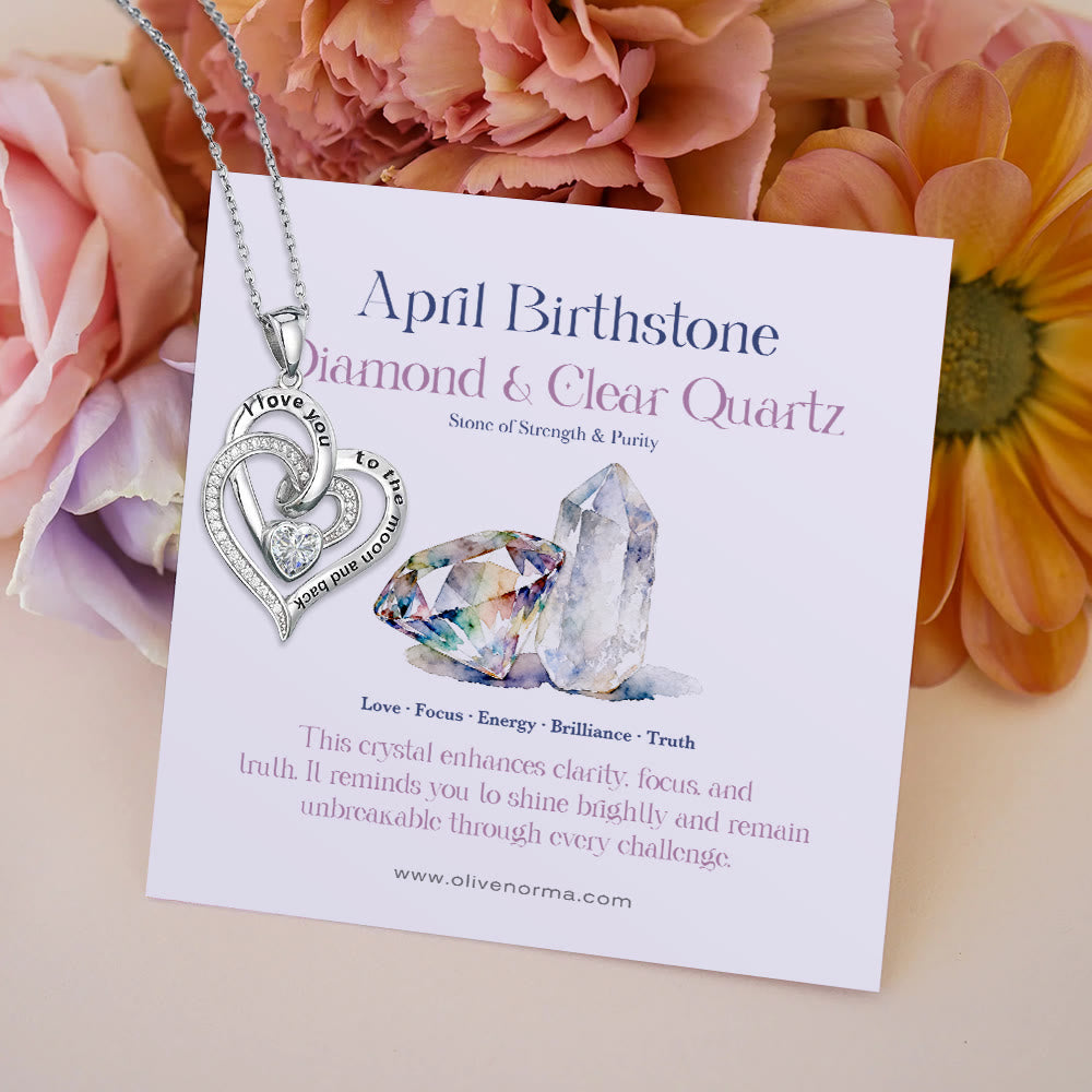 Collana con carta regalo Olivenorma Hearts and Hearts Birthstone - Argento - aprile - Con carta portafortuna - image 9