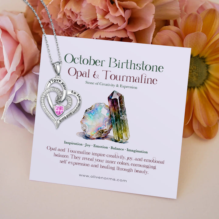 Collana con carta regalo Olivenorma Hearts and Hearts Birthstone - Argento - ottobre - Con carta portafortuna - image 21