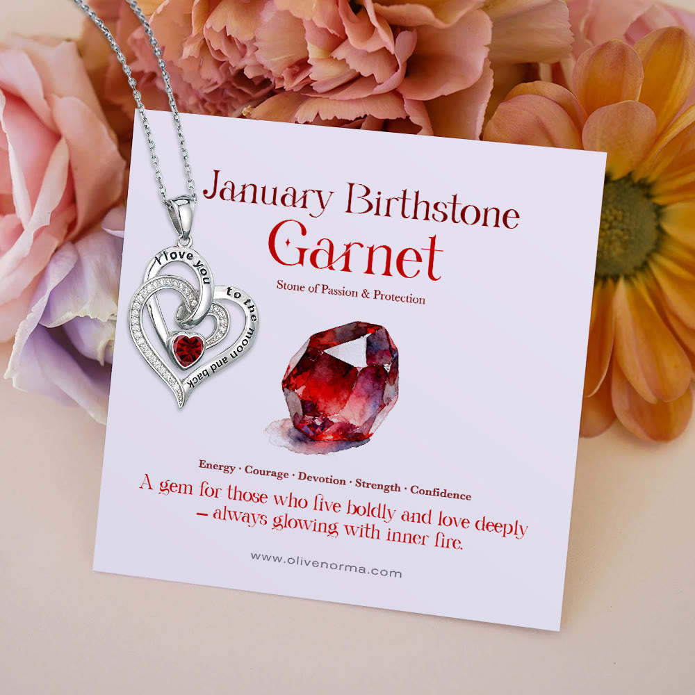 Collana con carta regalo Olivenorma Hearts and Hearts Birthstone - Argento - Gennaio - Con carta portafortuna - image 3