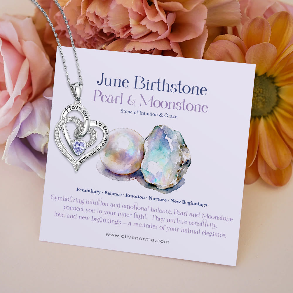 Collana con carta regalo Olivenorma Hearts and Hearts Birthstone - Argento - Giugno - Con carta portafortuna - image 13
