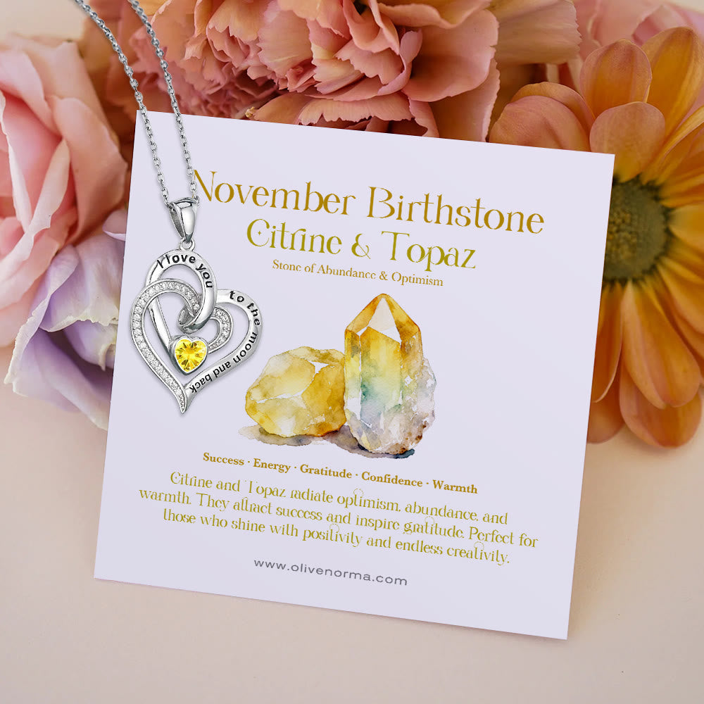 Collana con carta regalo Olivenorma Hearts and Hearts Birthstone - Argento - novembre - Con carta portafortuna - image 23