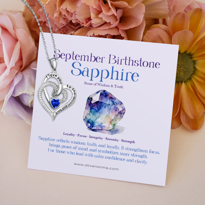 Collana con carta regalo Olivenorma Hearts and Hearts Birthstone - Argento - settembre - Con carta portafortuna - image 19