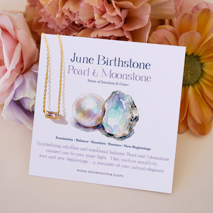 Collana regalo Olivenorma con ciondolo rettangolare semplice con pietra portafortuna in acciaio inossidabile - Alessandrite - Con carta portafortuna - image 8