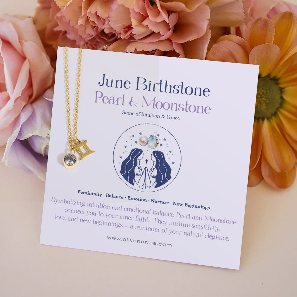 Collana in acciaio inossidabile con runa zodiacale e pietra portafortuna Olivenorma - Giugno/Gemelli e Alessandrite - Con la carta zodiacale - image 8