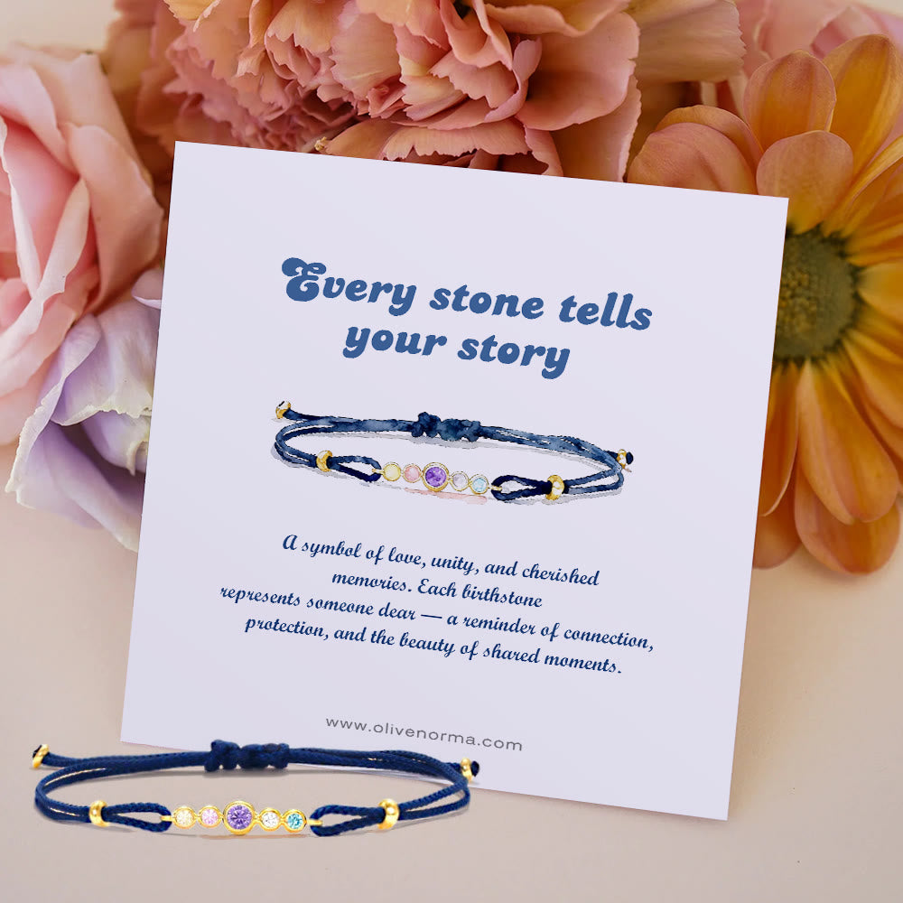 Olivenorma Braccialetto regalo personalizzato con 2-7 pietre portafortuna e castone - Oro rosa - 7 Pietre portafortuna - Con carta regalo - image 0