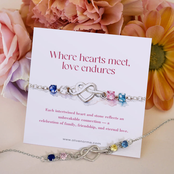 Olivenorma Braccialetto regalo personalizzato con nodo a cuore da 1 a 8 pietre portafortuna - image 3