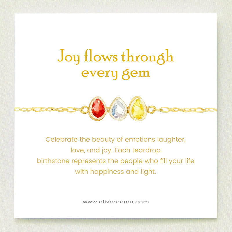 Collana con carta regalo Olivenorma Tears Of Joy 1-8 con pietra portafortuna a goccia - image 1