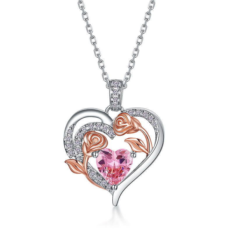 Collana con carta regalo Olivenorma Double Roses Flower Heart e pietra portafortuna - image 22