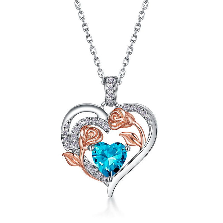 Collana con carta regalo Olivenorma Double Roses Flower Heart e pietra portafortuna - image 26