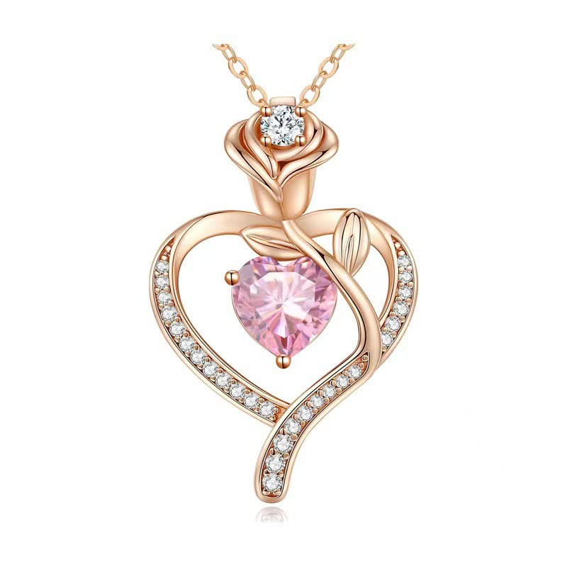 Collana con carta regalo Olivenorma Rose Flower Love Heart e pietra portafortuna - image 23