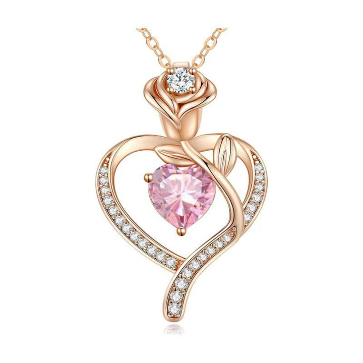 Collana con carta regalo Olivenorma Rose Flower Love Heart e pietra portafortuna - image 23