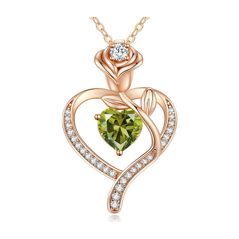 Collana con carta regalo Olivenorma Rose Flower Love Heart e pietra portafortuna - image 19