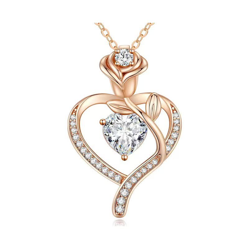 Collana con carta regalo Olivenorma Rose Flower Love Heart e pietra portafortuna - image 10