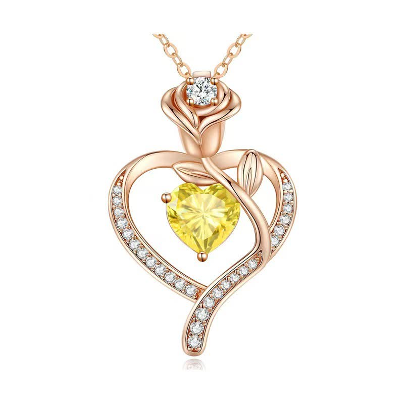 Collana con carta regalo Olivenorma Rose Flower Love Heart e pietra portafortuna - image 25
