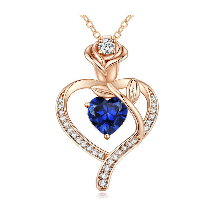 Collana con carta regalo Olivenorma Rose Flower Love Heart e pietra portafortuna - image 21