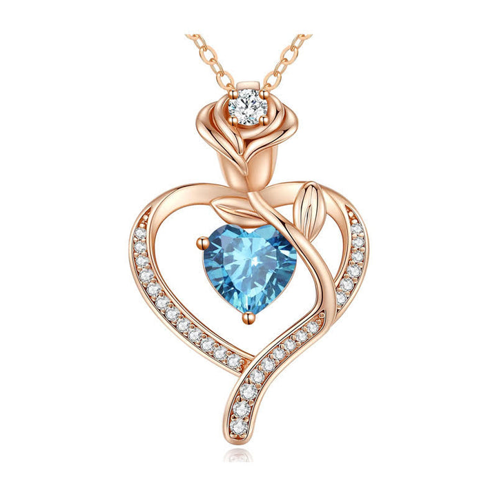 Collana con carta regalo Olivenorma Rose Flower Love Heart e pietra portafortuna - image 27