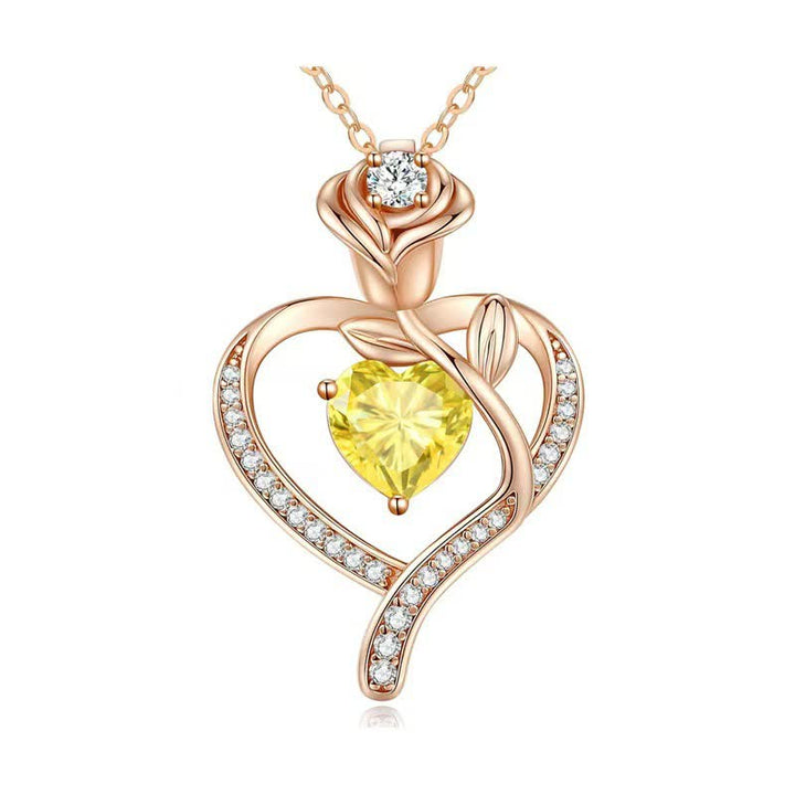 Collana con carta regalo Olivenorma Rose Flower Love Heart e pietra portafortuna - image 22