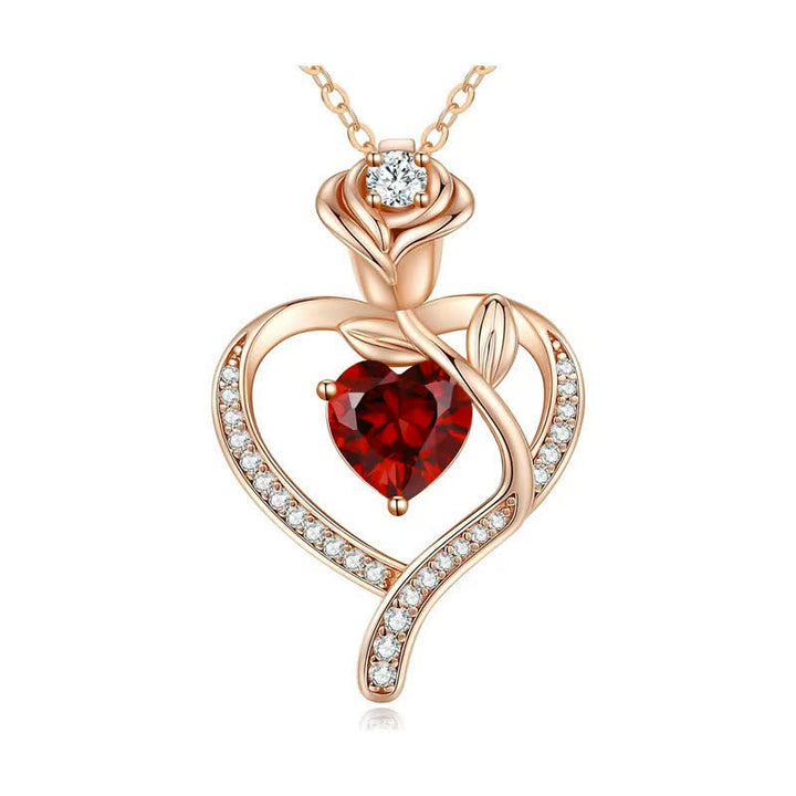 Collana con carta regalo Olivenorma Rose Flower Love Heart e pietra portafortuna - image 4