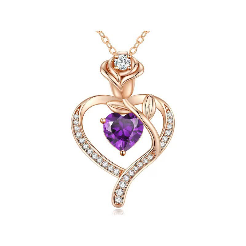 Collana con carta regalo Olivenorma Rose Flower Love Heart e pietra portafortuna - image 9