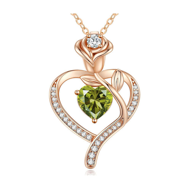 Collana con carta regalo Olivenorma Rose Flower Love Heart e pietra portafortuna - image 16