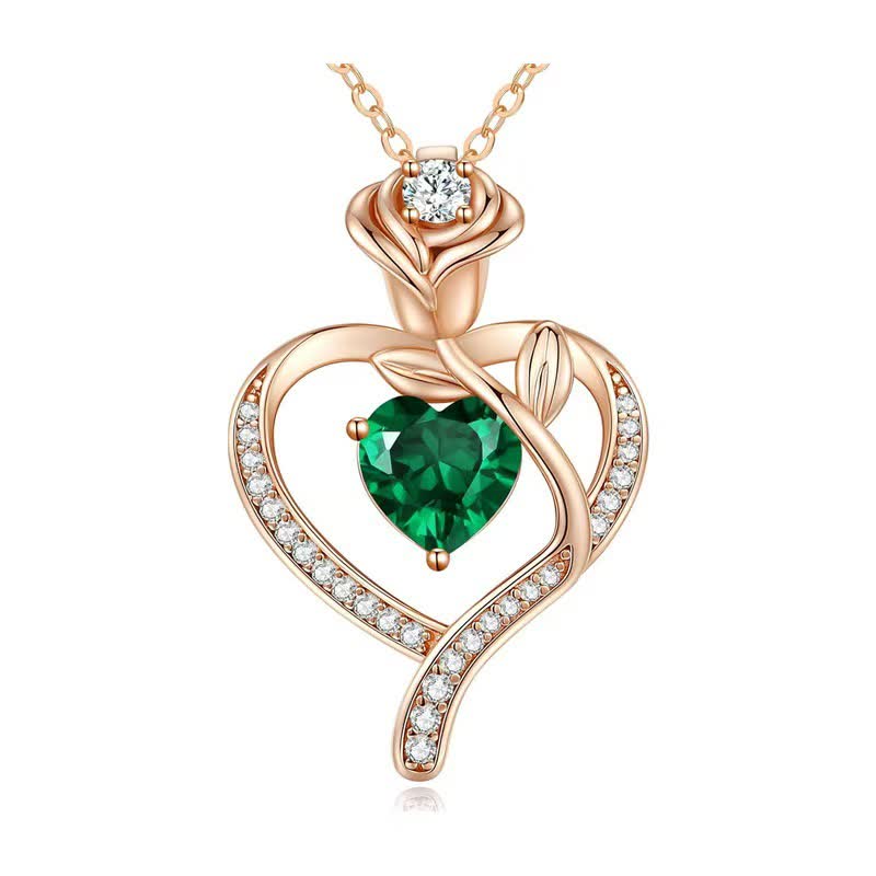 Collana con carta regalo Olivenorma Rose Flower Love Heart e pietra portafortuna - image 12