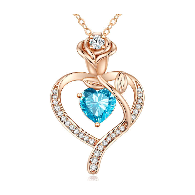 Collana con carta regalo Olivenorma Rose Flower Love Heart e pietra portafortuna - image 11
