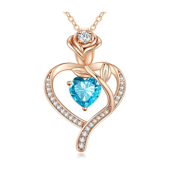 Collana con carta regalo Olivenorma Rose Flower Love Heart e pietra portafortuna - image 11