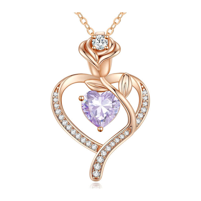 Collana con carta regalo Olivenorma Rose Flower Love Heart e pietra portafortuna - image 17