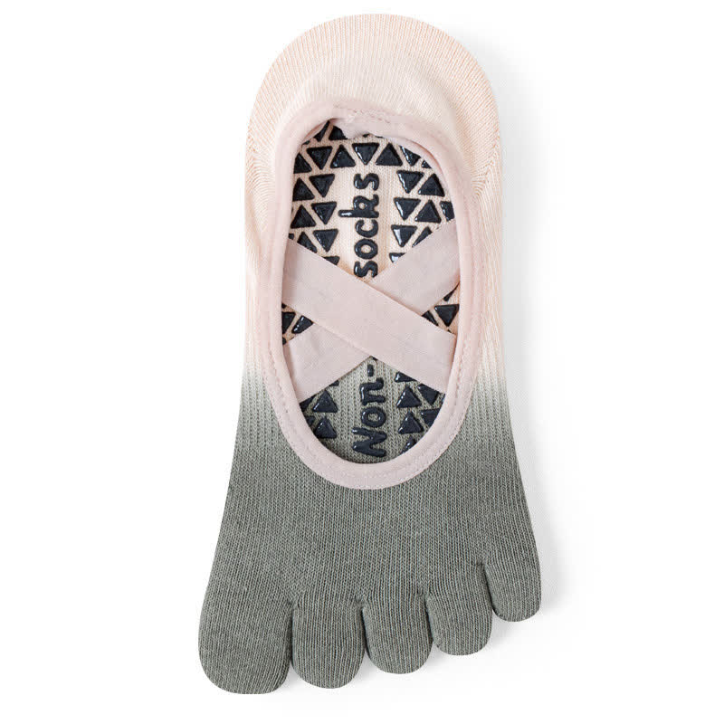 Olivenorma Calzini da yoga con cinturini antiscivolo a cinque dita - Grigio e rosa - 8 paia (stesso colore) - image 12